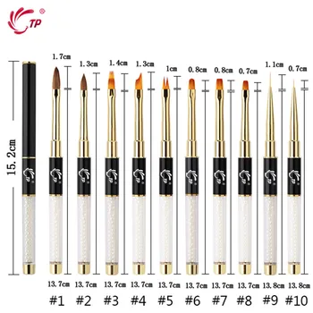 

10Pcs Nail Art Brush Liner Dotting Fan Design Acrylic Builder Flat Crystal Painting Drawing Carving Pen UV Gel Manicure Tool Set