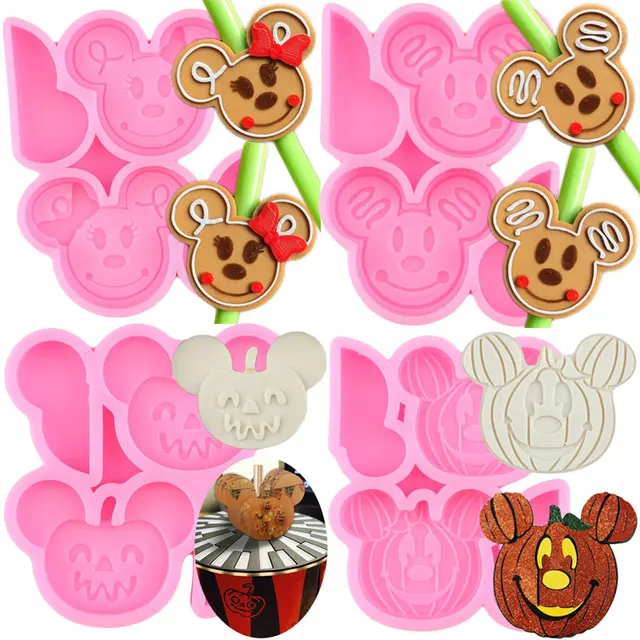 New Disney Mickey Mouse Ginger Bread Straw Topper Silicone Mold for Resin  Craft