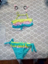 Traje de baño para niñas adolescentes de 5 a 12 años, bañador con borlas, Bikini grande con cuello Halter, traje de baño con flecos