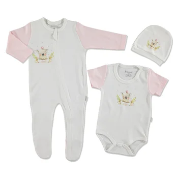 

ebebek Bebbek Summer Baby Girl Sweet Days Romper Bodysuit Hat 3 pcs Set
