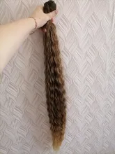 Noble rizado Ombre pelo mechones de cabello sintético Super largo rizado 1 Uds 28 -32 Rubio marrón mechones con extensiones de cabello