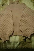 Knitted Pullover Sweater Lantern-Sleeve Turtleneck Simplee Casual Winter Autumn Solid