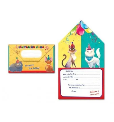  INVITATION TO MY PARTY ARGUVAL ABOUT CATS BLISTER 8 MODELS ASSORTED - 4000349261753