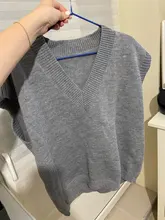 FSDA-suéter tejido tipo Chaleco con escote en V para mujer, Jersey informal de color caqui sin mangas, Jersey gris para otoño e invierno, 2020