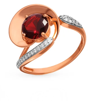 

Silver ring with cubic zirconia and Garnet sunlight sample 925