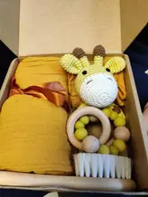 Lets Make-juguete de baño para bebé, Manta de algodón de doble cara, sonajero de madera, pulsera, juguetes de ganchillo, productos de regalo de baño para niño