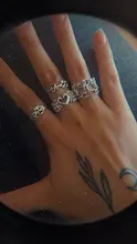 Sindlan-anillo gótico de plata para mujer, Set de 6 uds. De Anillos con diseño de corazón Punk, mariposa, Cupido, joyería femenina