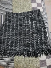 Lady Skirt Tassel Hip-Skater Vintage Plaid High-Waist Women Package Wool SK5583 In-A-Cage