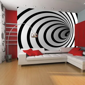 

Black and White 3D wall mural-Tunnel-200x154 cm