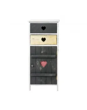 

Mobili Rebecca® Sideboard Storage Unit 2 Drawers 1 Door Wood Grey Retro Bathroom