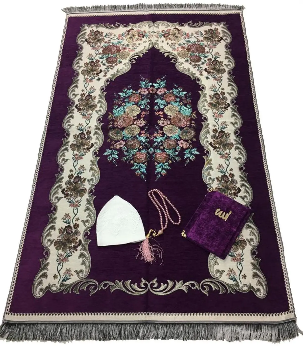 

Purple Prayer Rug Navy Blue Prayer Rug Black Prayer Rug Set Muslim Set Arabic Islamic Mevlüt Umrah Cap Rosary Yasin Set