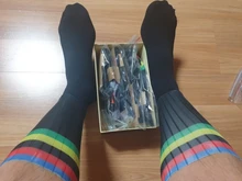 Calcetines de ciclismo sin costuras antideslizantes moldeado Integral calcetines de compresión de bicicleta de alta tecnología para correr al aire libre 2019