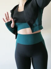 Sport Gym Suits Wear Yoga-Sets Running-Clothes Long-Sleeve Seamless Female Women Fitness