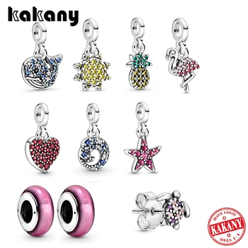 

2020 High Quality Me My Blue Ocean Wawe Pink Flamingo Spacer Charm Charm Pendant Suitable For Women's Diy Bracelet Necklace