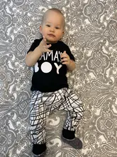 Conjunto de ropa de algodón para recién nacido, camiseta de manga corta con estampado de letras, pantalones informales, trajes para niños pequeños