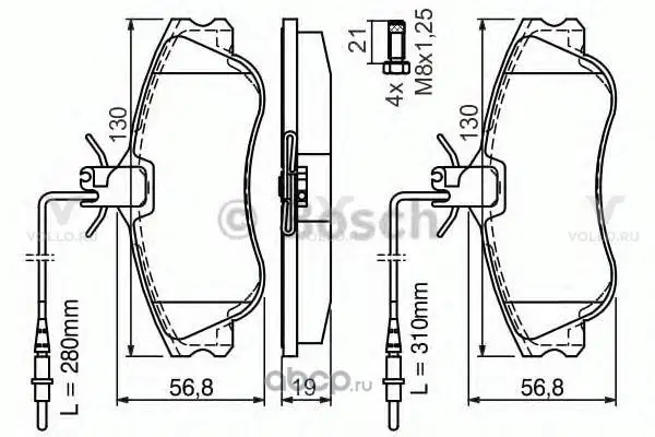 0986424414 BOSCH ДИСКОВЫЕ КОЛОДКИ ПЕРЕДНИЕ