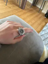 Reloj de anillo creativo para Mujer, de cuarzo, elástico, de acero y plata de lujo, Reloj de anillo de dedo