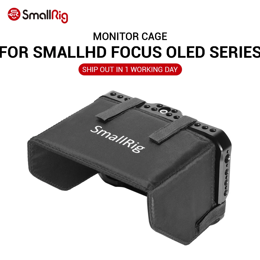 

SmallRig Monitor Cage with Sun Hood for SmallHD FOCUS OLED Series (5.5) Integrated Bottom NATO Rail 1/4 3/8 Thread Hole 2405