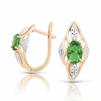

Gold earrings with emeralds and diamonds VALTERA 585 sterling silver