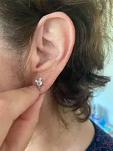 925 de plata esterlina de la joyería de las mujeres de cristal animales de dibujos animados pendientes para niñas de la escuela. Regalo de pendientes de plata y circonita para niña eh1415