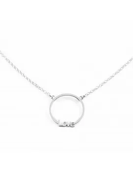 

Necklace Silver round with "Love"