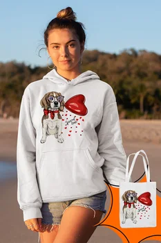 

Angemiel Wear Spread Love White Women 'S Hooded Sweatshirt Bags Kombin