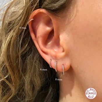 

CANNER Minimalis Aros De Plata De Ley 925 Mujer Pendiente Earrings for Women Men Party Round Circle Hoop Earring Ear Bone Buckle