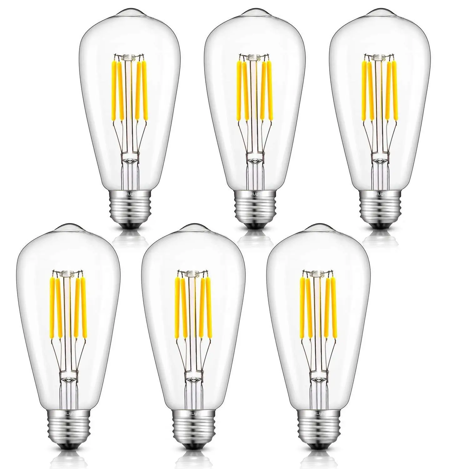 

Warm White, 400LM 40W Incandescent Equivalent Vintage ST64 / ST21 LED Filament Bulbs, E26 Medium Base Clear Glass, Pack of 6