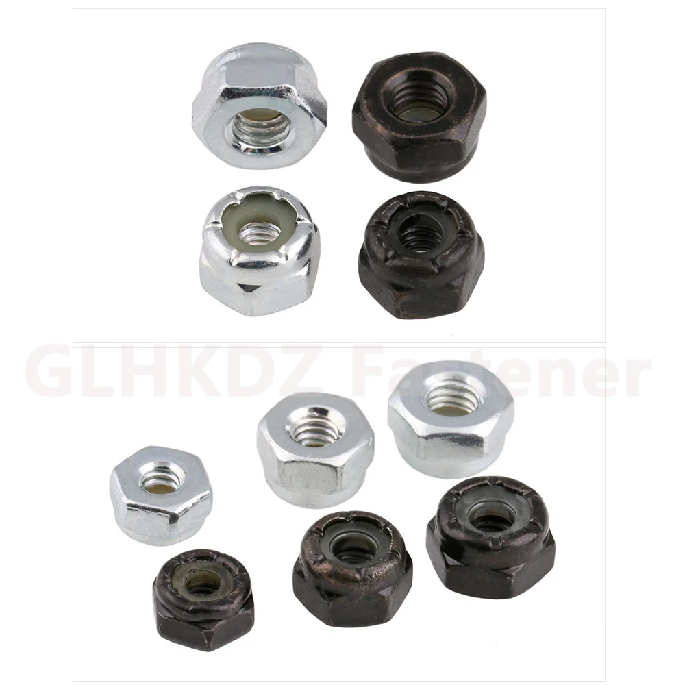 Flange Nut 100-Pack 1/4-20 Grade 5 Nylon Insert Lock Nuts - Zinc Plated Hex Flange 7/16 Wrench Size Lock Nuts - View #11