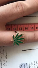Anillo metálico de hoja de arce esmaltado para mujer, joyería de regalo para cumpleaños, tamaño 8