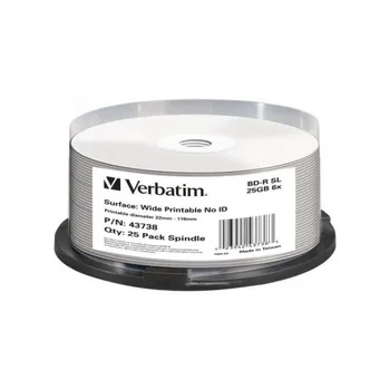 

BD-R 25GB Verbatim 6x Inkjet white 25er Cakebox 43738