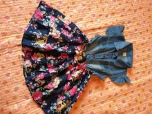 Vestido vaquero Floral para niñas, ropa informal de manga corta con cinturón para fiesta de verano
