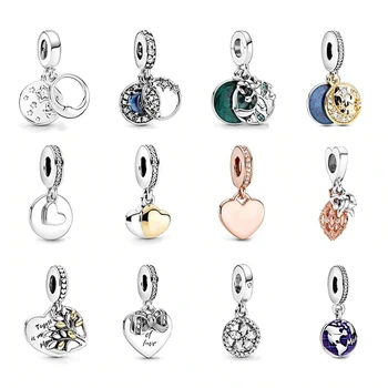 

2020 Winter New High Quality 100% 925 Original Christmas Mistlet Shining Star And Moon Pendant Women Fashion Romantic Jewelry