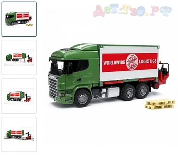 

03-580 Scania van with forklift and pallets (suitable module with sound and light "H") bruder herma,