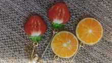 Pendientes con Clip para mujer, aretes largos de fruta, fresa, sandía, sin orificio de oreja, joyería de fiesta sin Piercing