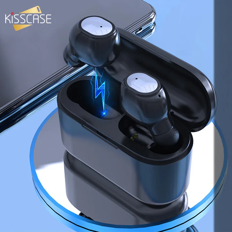 

KISSCASE Mini Dual 5.0 Bluetooth headphone 3D stereo Sport Bluetooth Headset wireless earphone with Dual Mic and Charging box
