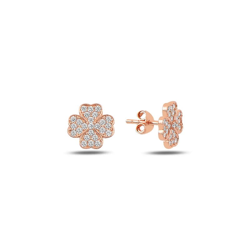 

Silver 925 Sterling Zircon Cubic Zirconia Clover Earrings