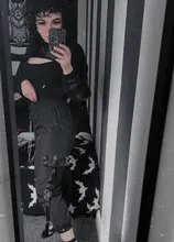 Las mujeres pantalones de carga 2021 pantalones Harem moda Punk bolsillos pantalón Jogger con cadena Harajuku elásticos alta cintura moda de calle