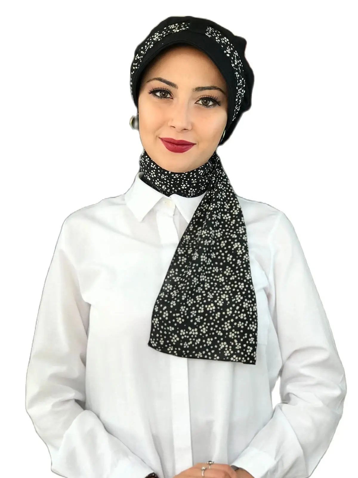 New Fashion 2023 Islamic 1 Foulard Turbante Cappello Da Donna Berretto Stagionale Foulard Di Un Pezzo Sciarpa Di Biritli Nera