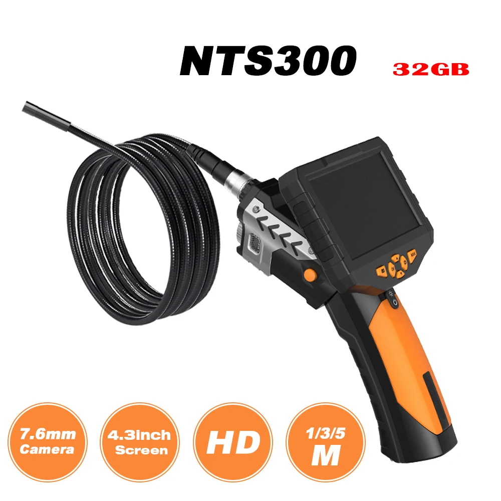 TESLONG NTS300 4.3 LCD Twin Camera Endoscope Borescope 8mm 1 Meter Inspection Tube