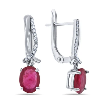 

Earrings made of silver with Ruby Nat. (h) and cubic zirconia
