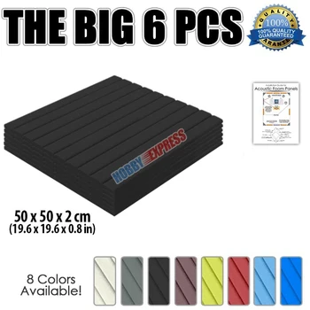 

Arrowzoom 6 pcs Pack Flat Wedge Tiles Sound Absorption Acoustic Studio Panel Foam 19.6 x 19.6 x 0.8" KK1035