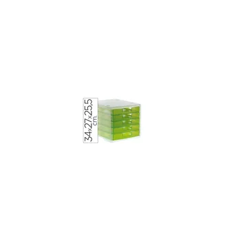 

File table top drawers Q-CONNECT 340X270X260 MM stackable 5 drawers green translucent KIWI