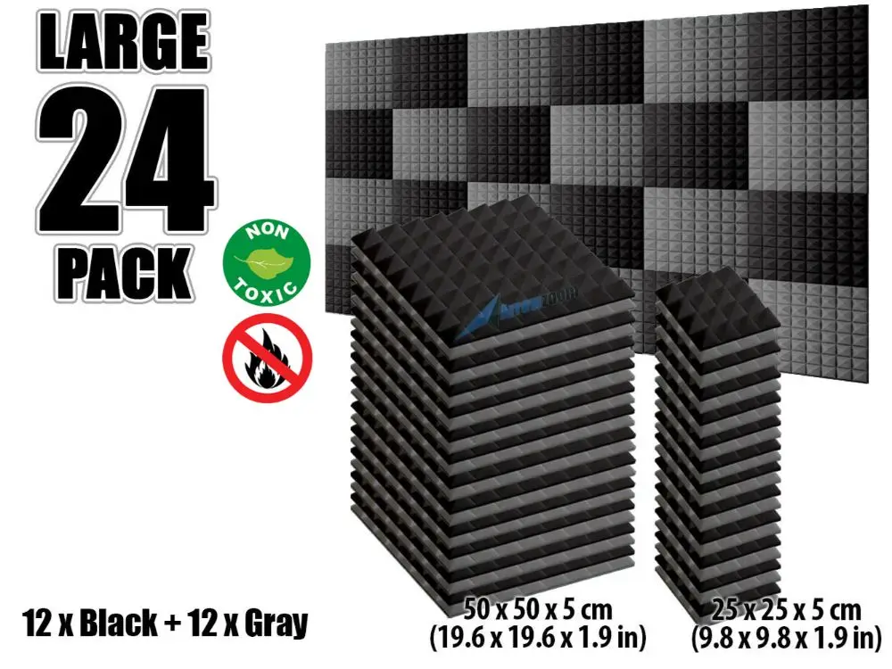 Black and Gray Arrowzoom 24 шт. цветная комбинация Пирамида плитка студия Звукопоглощающая Панель акустическая пена лечение AZ1034 - Цвет: Black and Gray
