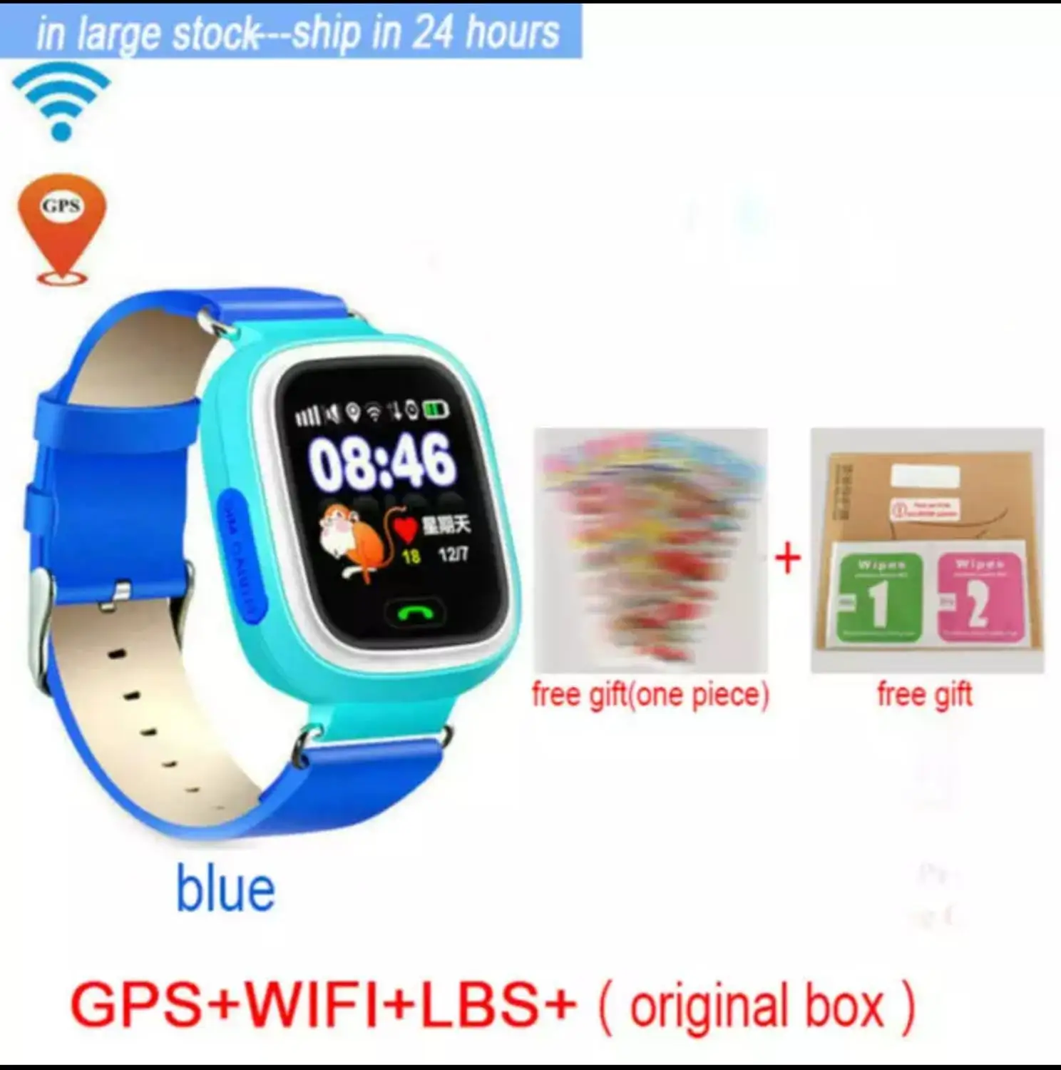 Blue Watch Q90 gps Детские Смарт-часы телефон положение детские часы 1,22 дюймов цветной сенсорный экран wifi SOS смарт детские часы Q50 q80 q60 часы - Цвет: Blue Watch