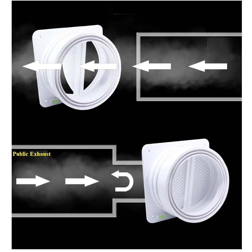 1Piece Plastic Wall Air Kitchen Exhaust Vent Outlet Backdraft Damper One Way Non Return Flat Cover