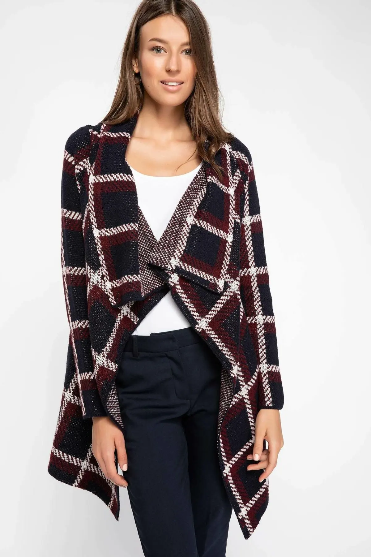 Дефакто Женская мода сетки длинный кардиган осень для женщин повседневные