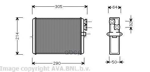 Радиатор Отопителя Volvo S60/S80/V70/Xc70/Xc90 99- Ava Voa6110 Ava арт. VOA6110