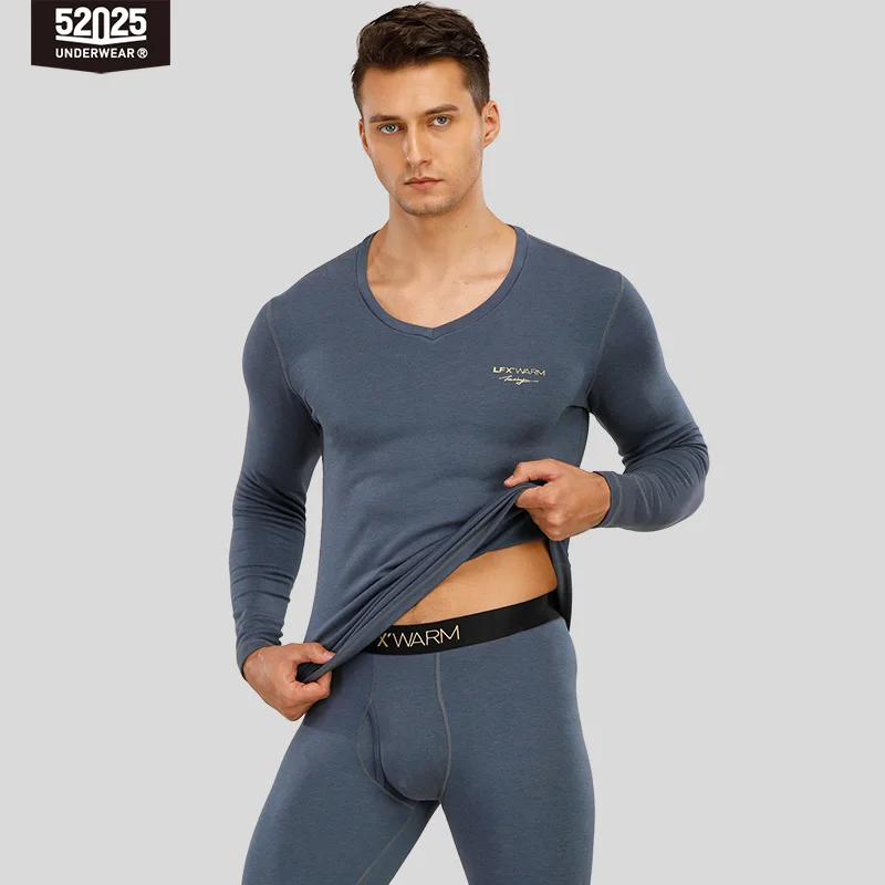 white long johns 52025 Men Thermal Underwear with Cashmere Soft Tender Comfortable Warm Winter Long Johns Premium Underwear Mens Warm Thermal men's thermal underwear sets Long Johns