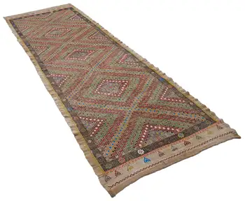 

112x247 Cm Multicolor Handmade Oriental Rug Runner Rug-4x8 Ft